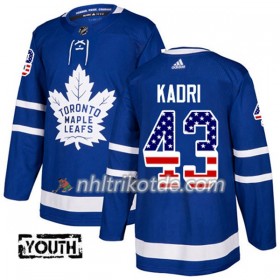 Toronto Maple Leafs Trikot Nazem Kadri 43 Adidas 2017-2018 Blau USA Flag Fashion Authentic - Kinder